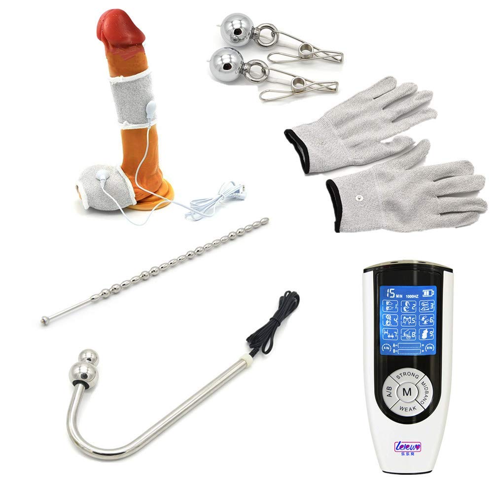 Premium Electro Sex Stimulation Kit - Anal Hook, Plug, Dildo, Urethral Dilators, Cock Ring, Nipple Clamps & Gloves for BDSM, SM & Couples Play - Electric Stimulation Toys for Men & Women - Perfect for Sensory Exploration & Intimate Bonding