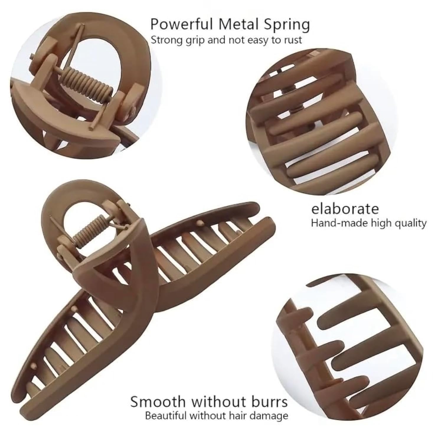 PACTIV 4-Piece Non-Slip Hair Claw Clips for Women - Strong Hold Ponytail Clamps, Simple Style Hair Clips for Thick Hair - Perfect for Workouts, Office, and Everyday Hairstyles