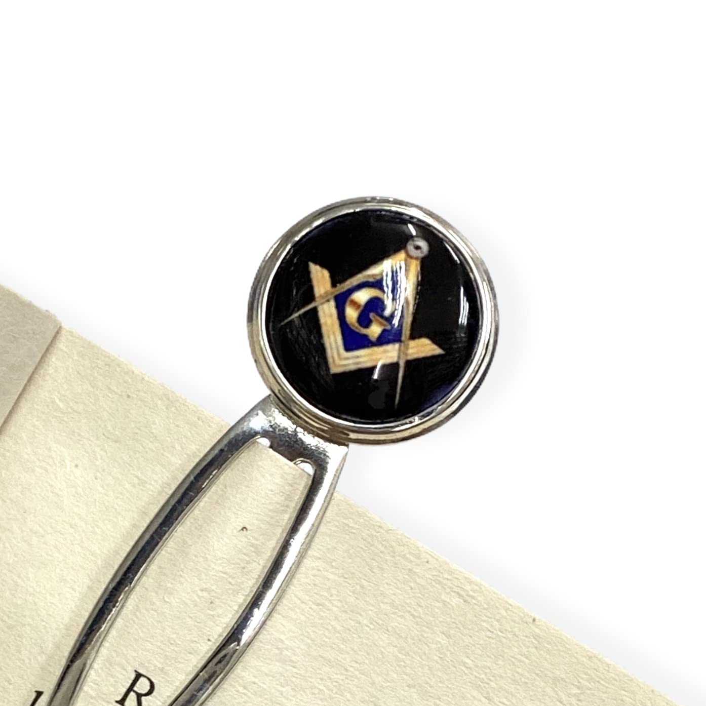 Victorian Style Enamel Freemasons Masonic Compass Bookmark Clip - 925 Sterling Silver Gift for Book Lovers, Collectors & Masons - Perfect for Reading, Gifting & Masonic Ceremonies