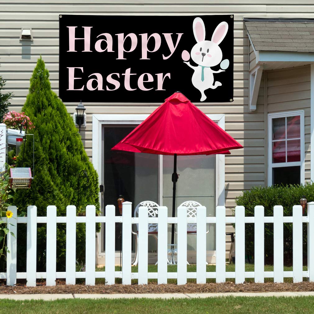 Happy Easter Vinyl Banner - 48x96 Inches Weatherproof Outdoor Sign with 8 Grommets | Durable Yard Decoration for Easter Party, Church Events & Spring Festivals