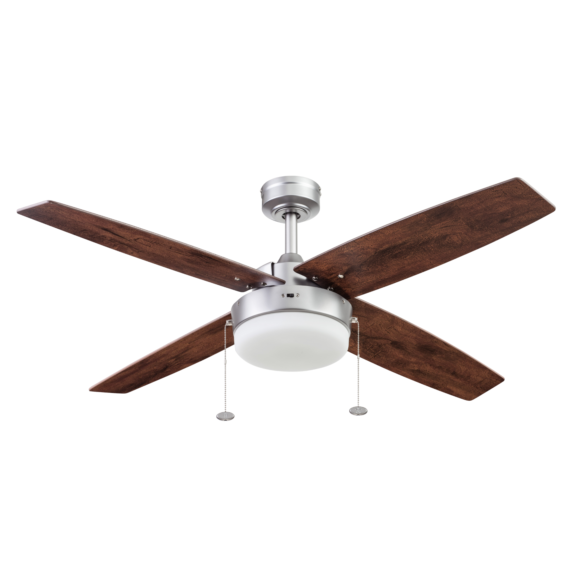 52 Inch Memphis Silver Ceiling Fan with Pull Chain - Modern Indoor Cooling Fan for Living Room, Bedroom, and Office