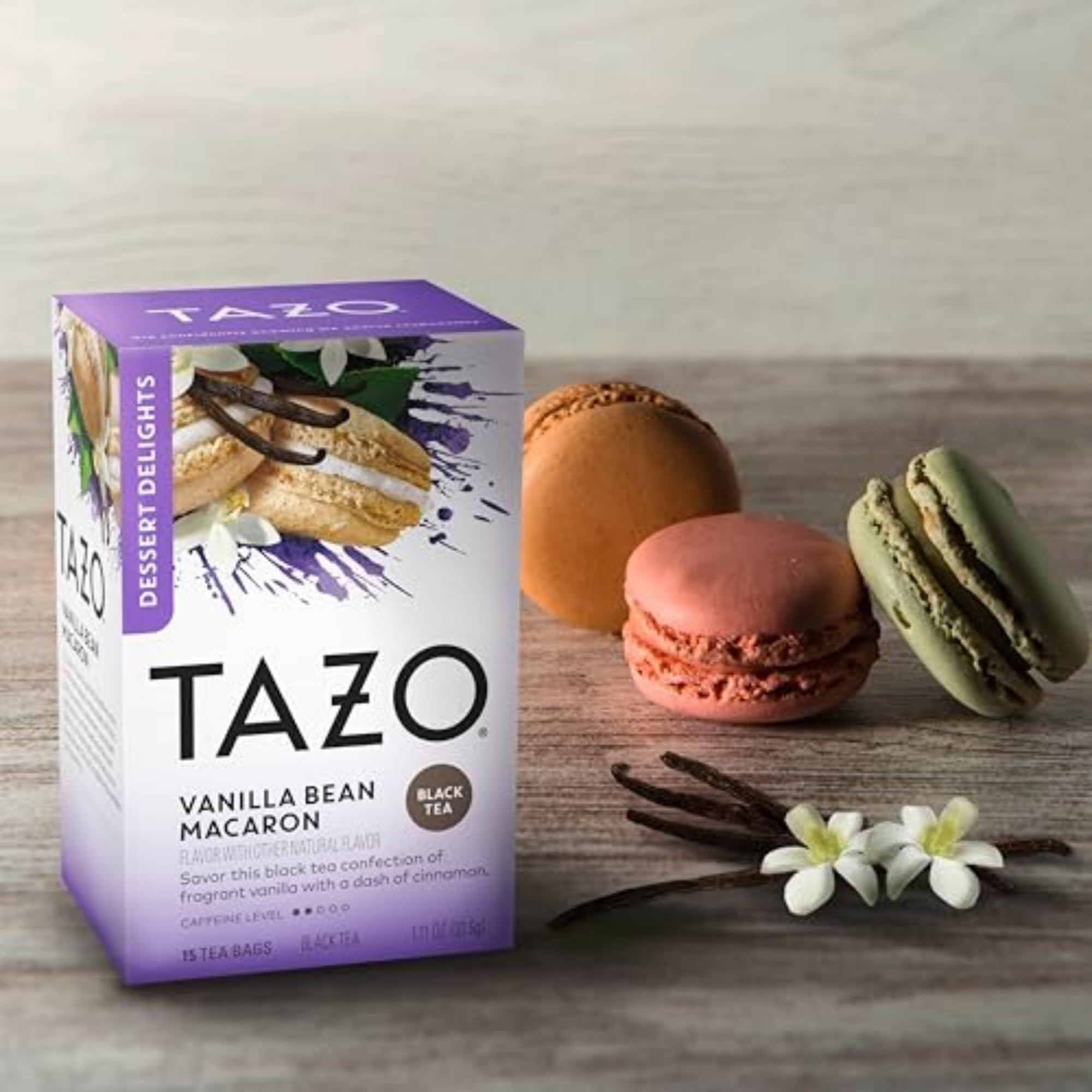 TAZO Dessert Delights Vanilla Bean Macaron Herbal Tea Bags - Sugar Free, Zero Calories, Caffeine Free - 90 Count (15ct x 6 Packs) for Afternoon Tea & Relaxation