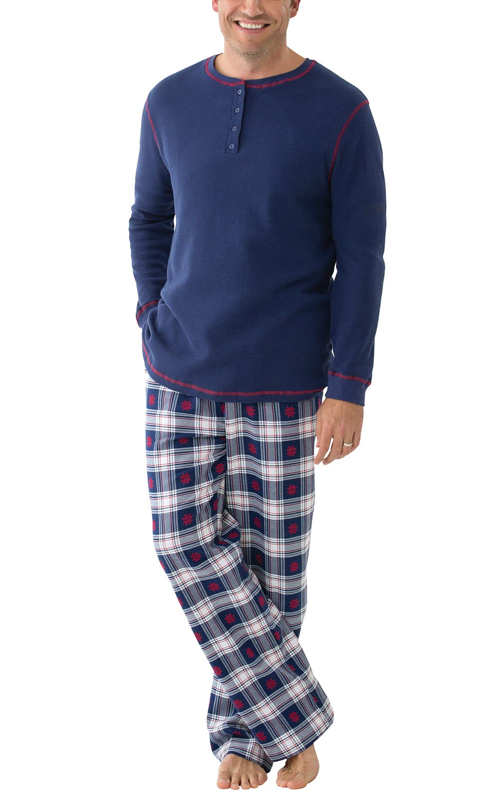 Cozy Winter Flannel Pajamas for Men - Soft Knit Pajama Set with Pockets | Warm Lounge Wear for Cold Nights, Christmas Gifts & Holiday Comfort