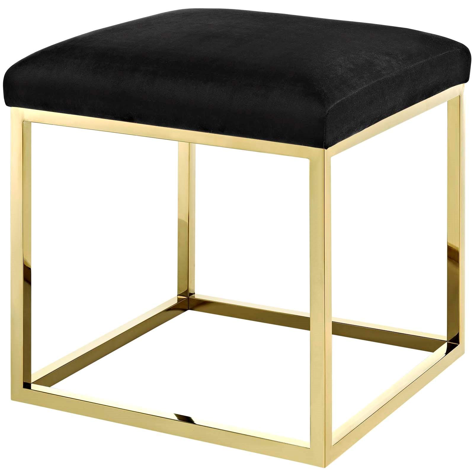 Modern Contemporary Accent Chair with Ottoman - Velvet Upholstery, Gold & Black Metal Frame - Perfect for Living Room, Lounge, or Home Office Decor