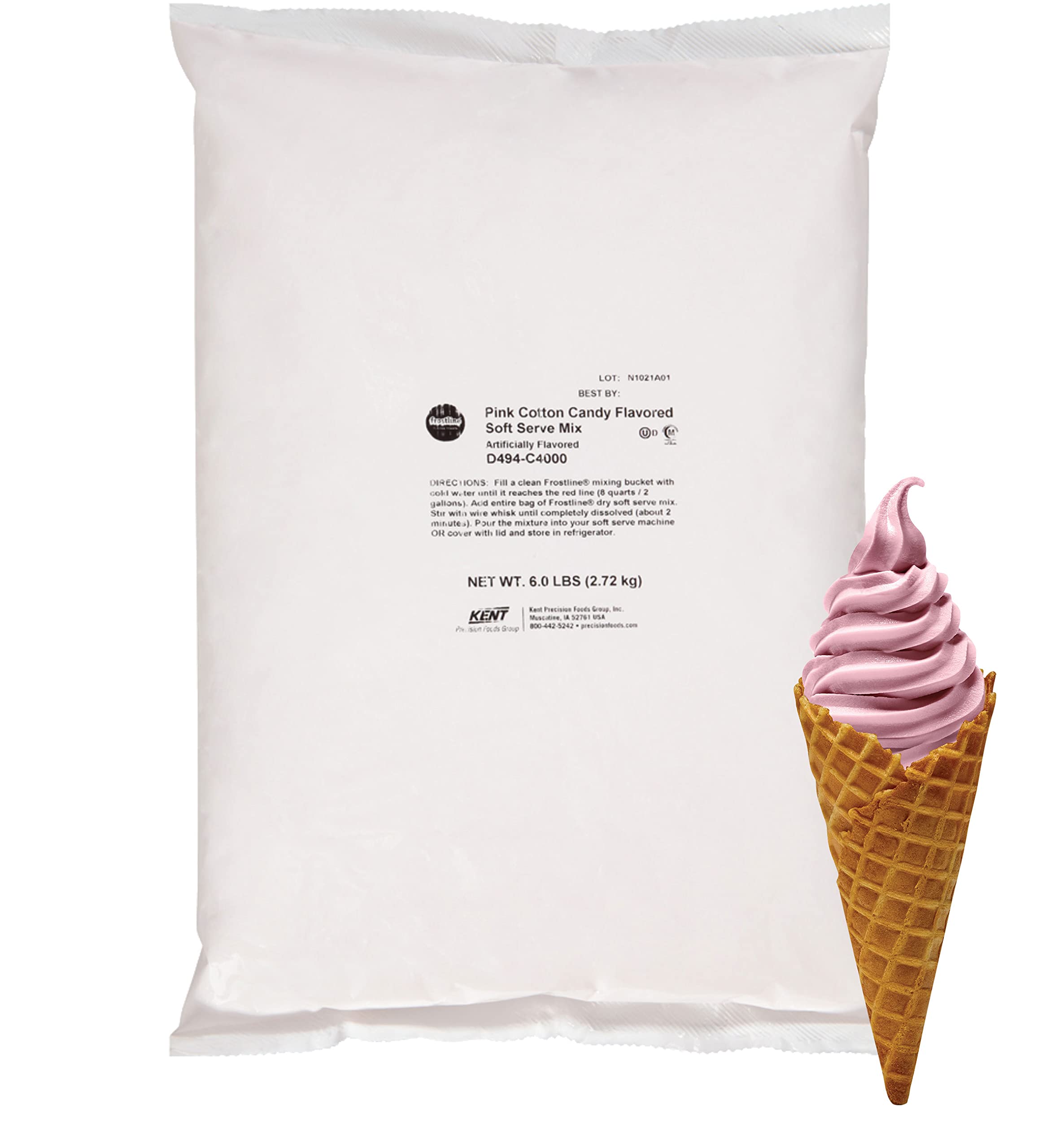 Frostline Soft Serve Ice Cream Mix - Pink Cotton Candy Flavor (6 Pack) | Perfect for Ice Cream Shops, Parties & Summer Treats