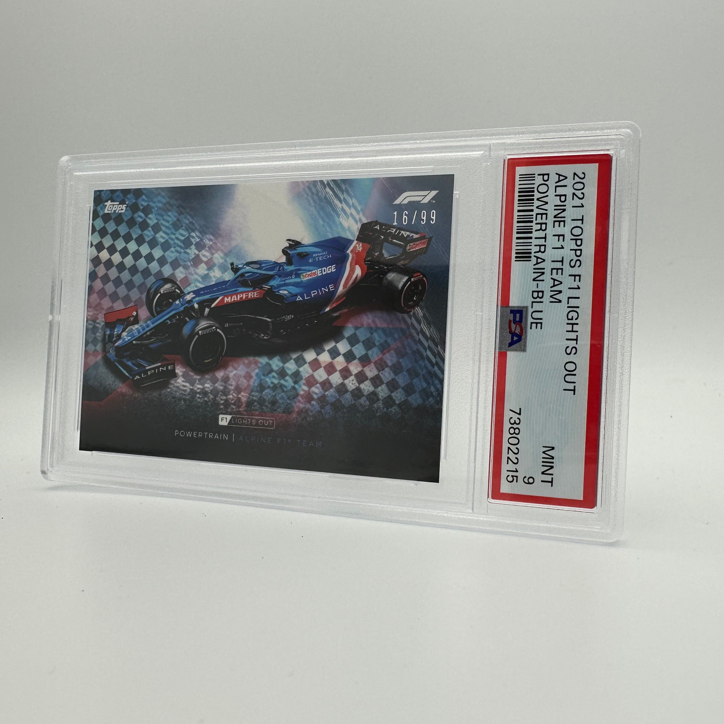 PSA 9 Graded 16/99 Alpine F1 Team Power Train Blue - Rare Collectible F1 Racing Card for Display & Investment