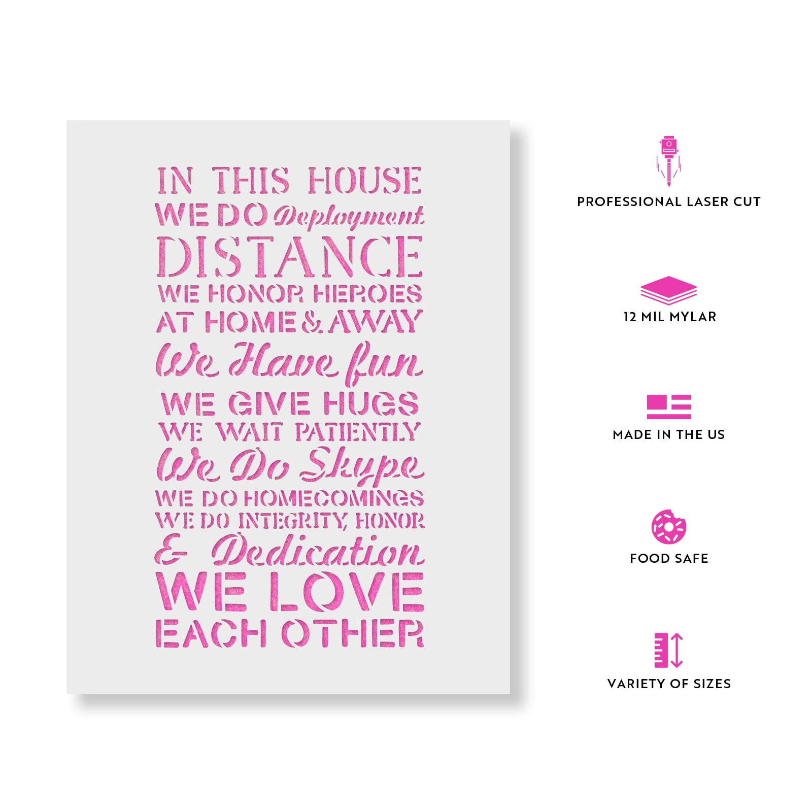 Military House Rules Stencil - DIY Home Decor Stencil for Military Families, Custom Wall Art, Personalized Signs | Perfect for Living Room, Bedroom, or Barracks Decor
