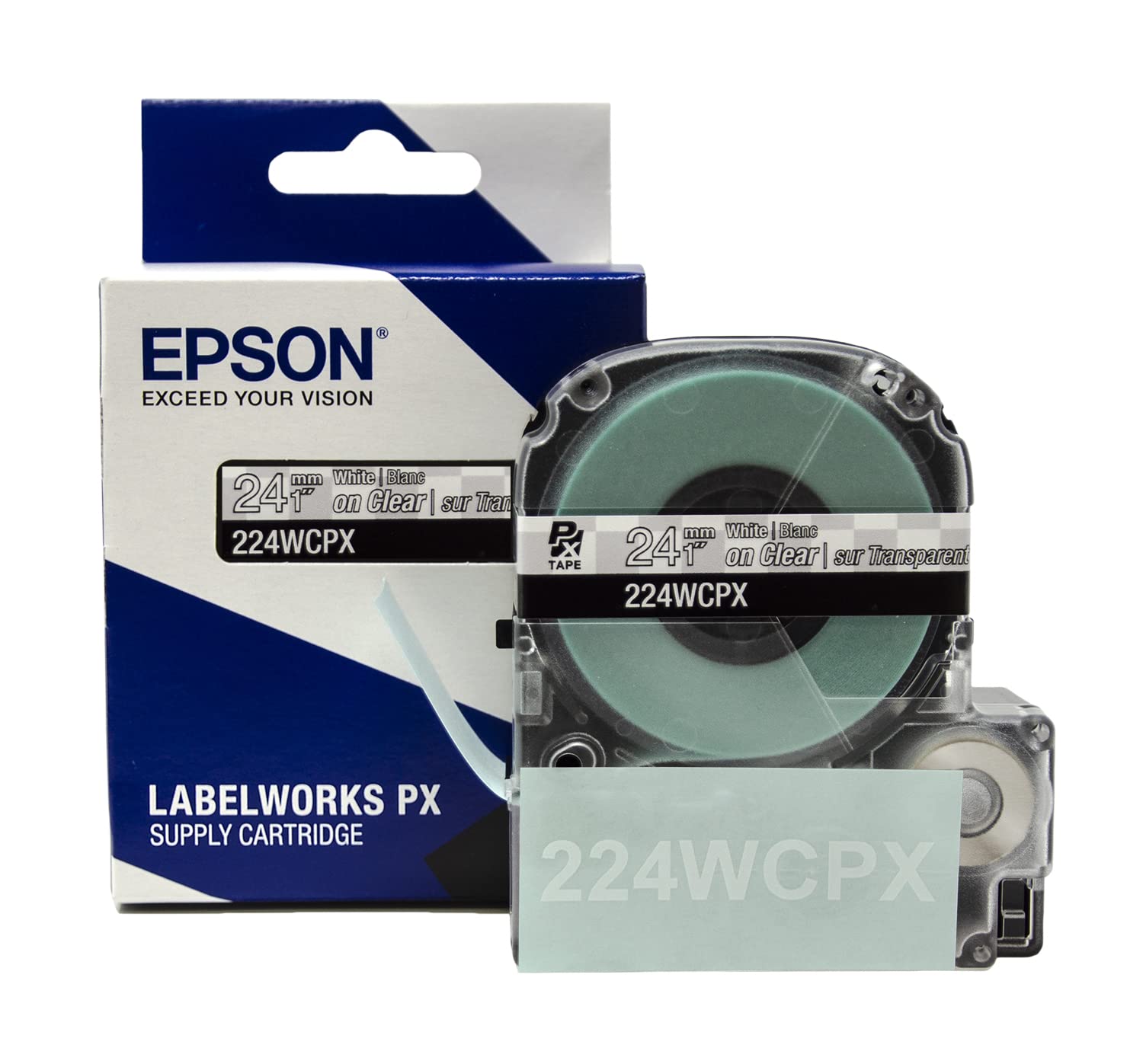 Epson LABELWORKS 224WCPX PET (Polyester) White on Clear Label Maker Tape - 1