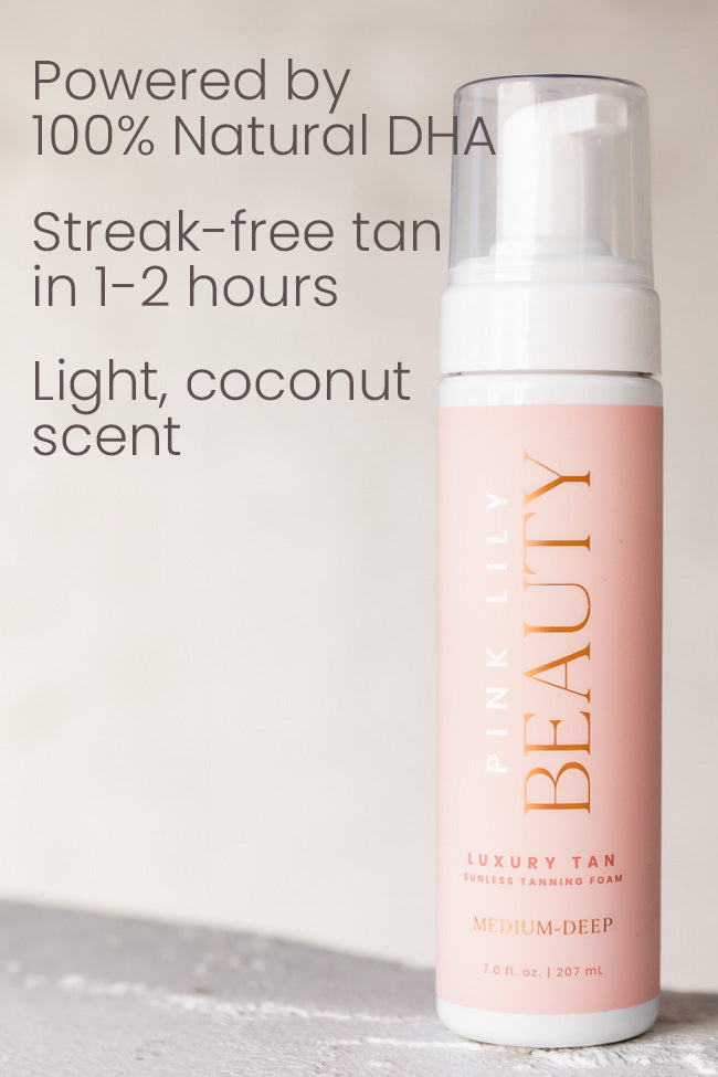 Pink Lily Beauty Luxury Sunless Tanning Foam - Light to Medium Self Tanner for Natural Glow | At-Home Tanning, Pre-Party Prep, Summer Body Care