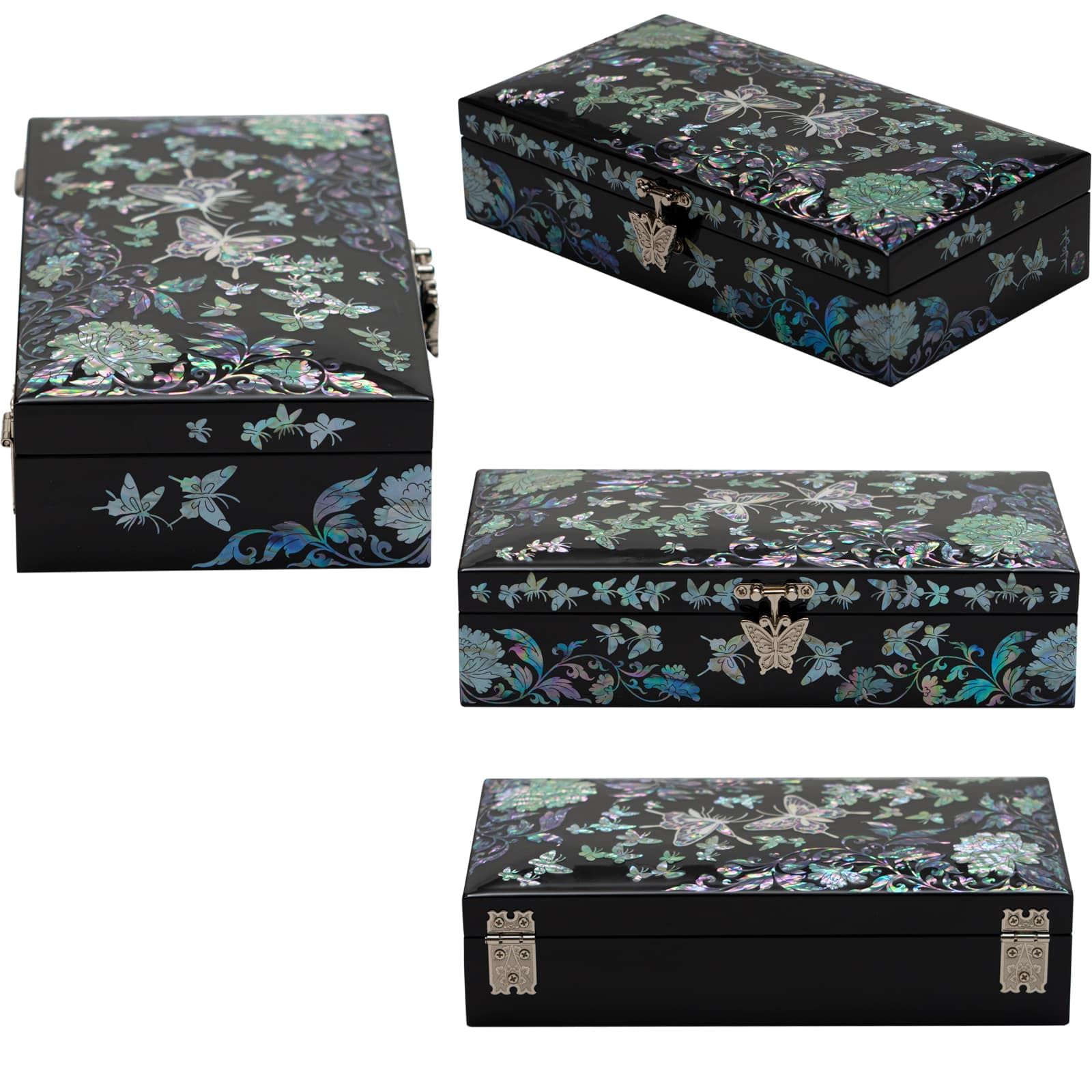 February Mountain Butterfly Pearl Jewelry Box with Removable Ring Tray - Elegant Gift for Women, Birthday, Anniversary & Valentine's Day | Perfect for Jewelry Storage & Display on Dresser or Vanity
