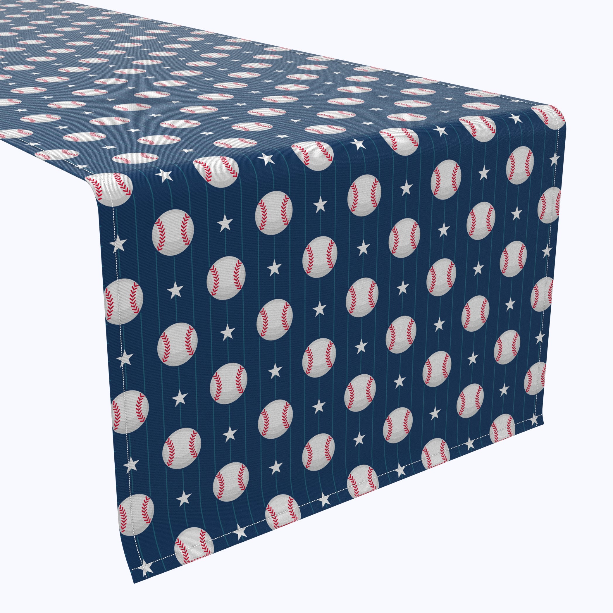 Baseball Stripe Table Runner for Dining Room Decor - Red and White Striped Tablecloth for Kitchen, Party, and Holiday Decorations