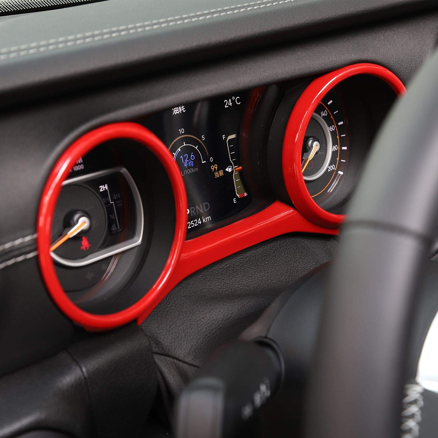 Voodonala ABS Red Dashboard Instrument Covers Trim for 2018-2023 Jeep Wrangler JL JLU & Gladiator JT - 3pcs Interior Accessories | Perfect for Off-Roading & Customizing Your Jeep's Interior