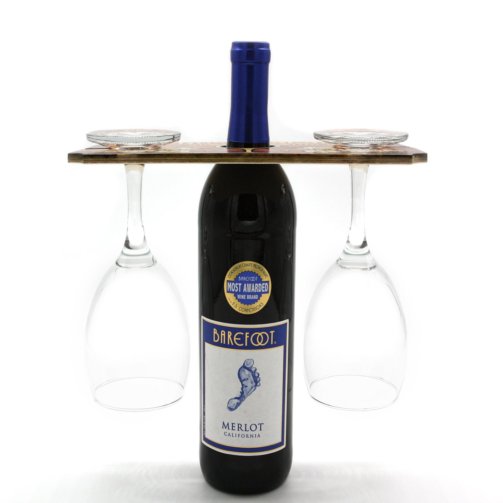 Customizable Wooden Wine Glass Caddy - Rustic Wood Family Gift for Home Bar, Kitchen, or Party Serving Tray - Perfect for Wine Lovers & Entertaining