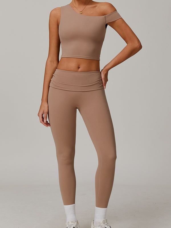 ZASUWA Women's Unique Cutout High Waist Tracksuit Set - Stylish Workout Outfit for Gym, Running & Casual Wear