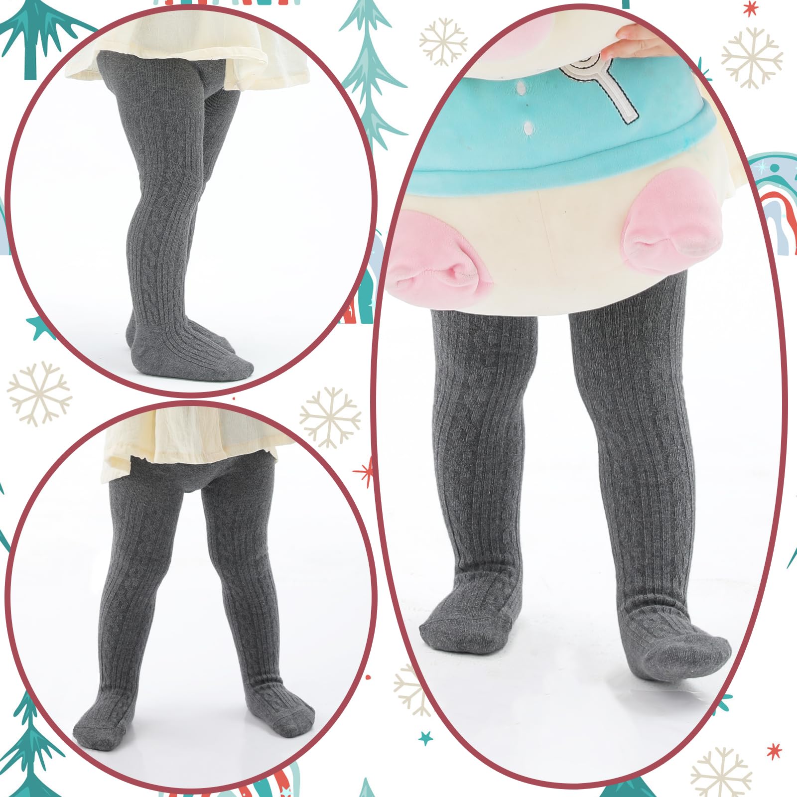 **Soft Cotton Baby Tights for Toddler Girls - Seamless Cable Knit Leggings & Stockings (3/4/5 Pack) - Perfect for Playtime, Daycare & Winter Outfits**