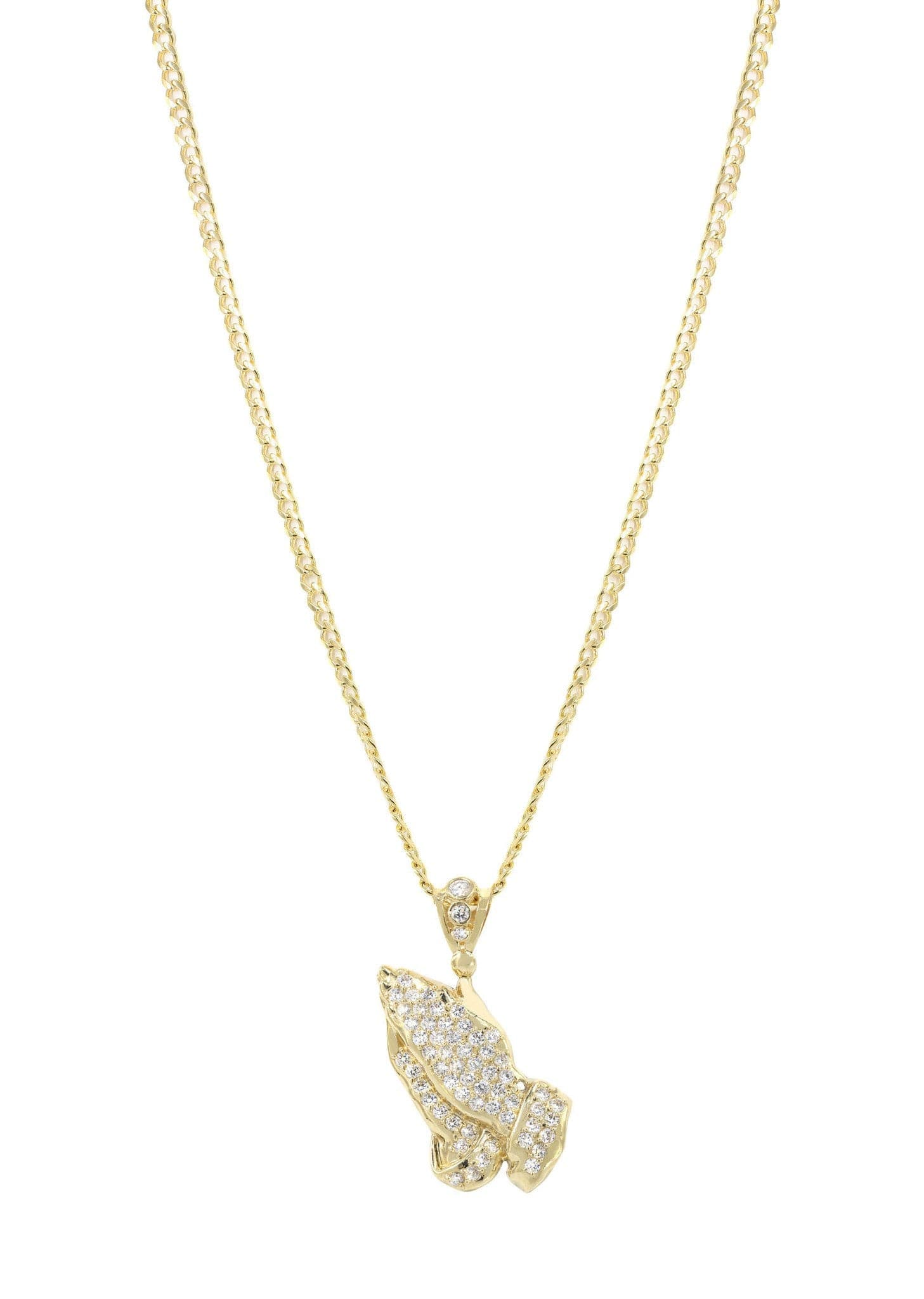10K Yellow Gold Praying Hands Pendant Necklace for Women - 24.5 Grams Religious Jewelry - Perfect for Church, Prayer & Spiritual Gifts