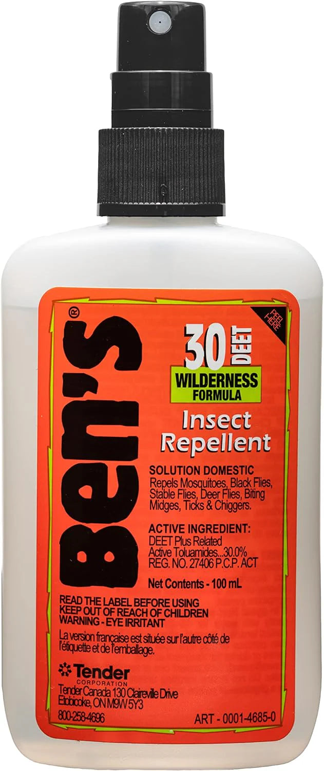 BEN's 30 Tick & Insect Repellent Spray - 30% DEET Formula (100mL Pump Bottle) for Outdoor Camping, Hiking & Travel Protection