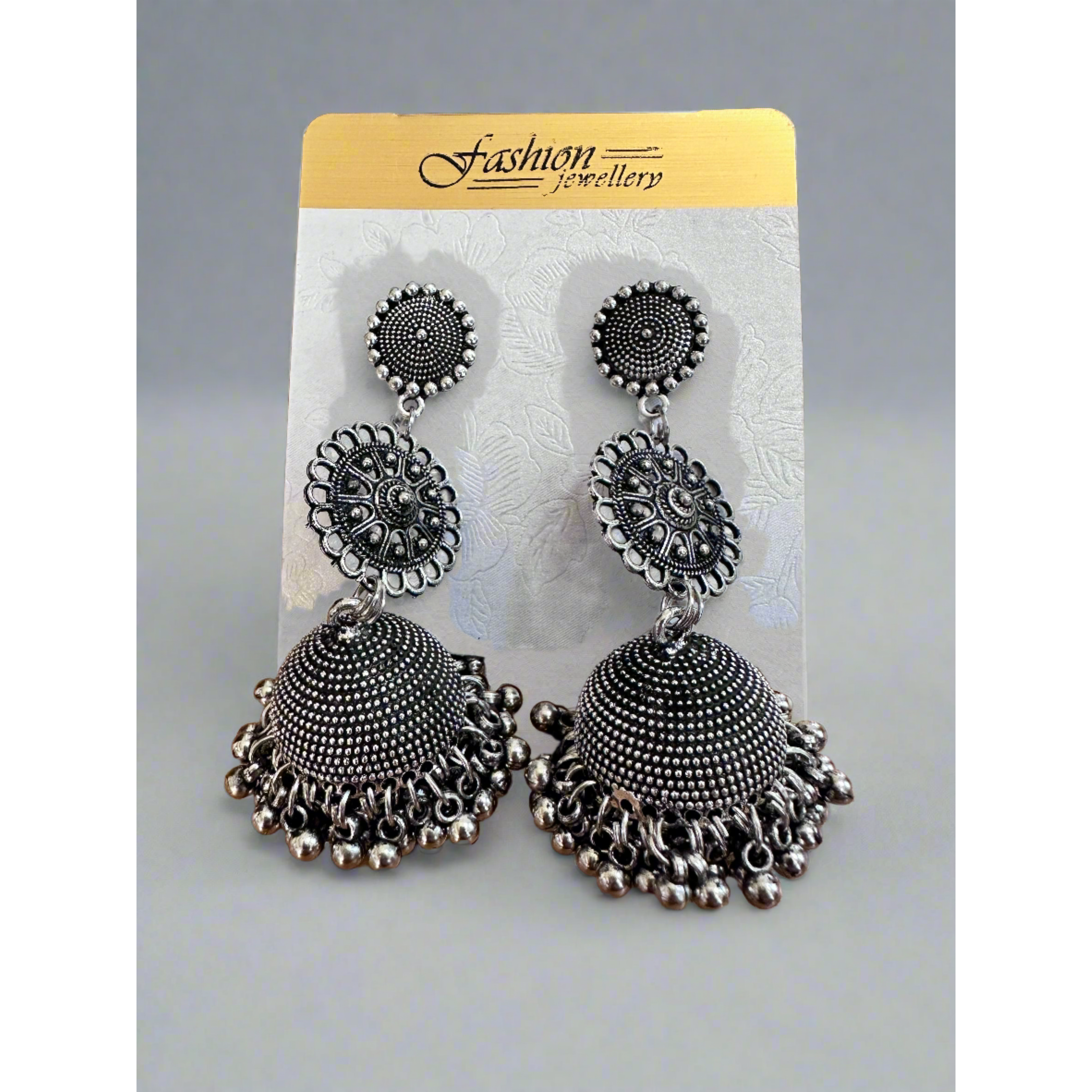 Oxidized Jhumka Earrings for Women - Traditional Indian Ethnic Jewelry - Handcrafted Boho Chic Dangle Earrings for Parties, Weddings & Festivals