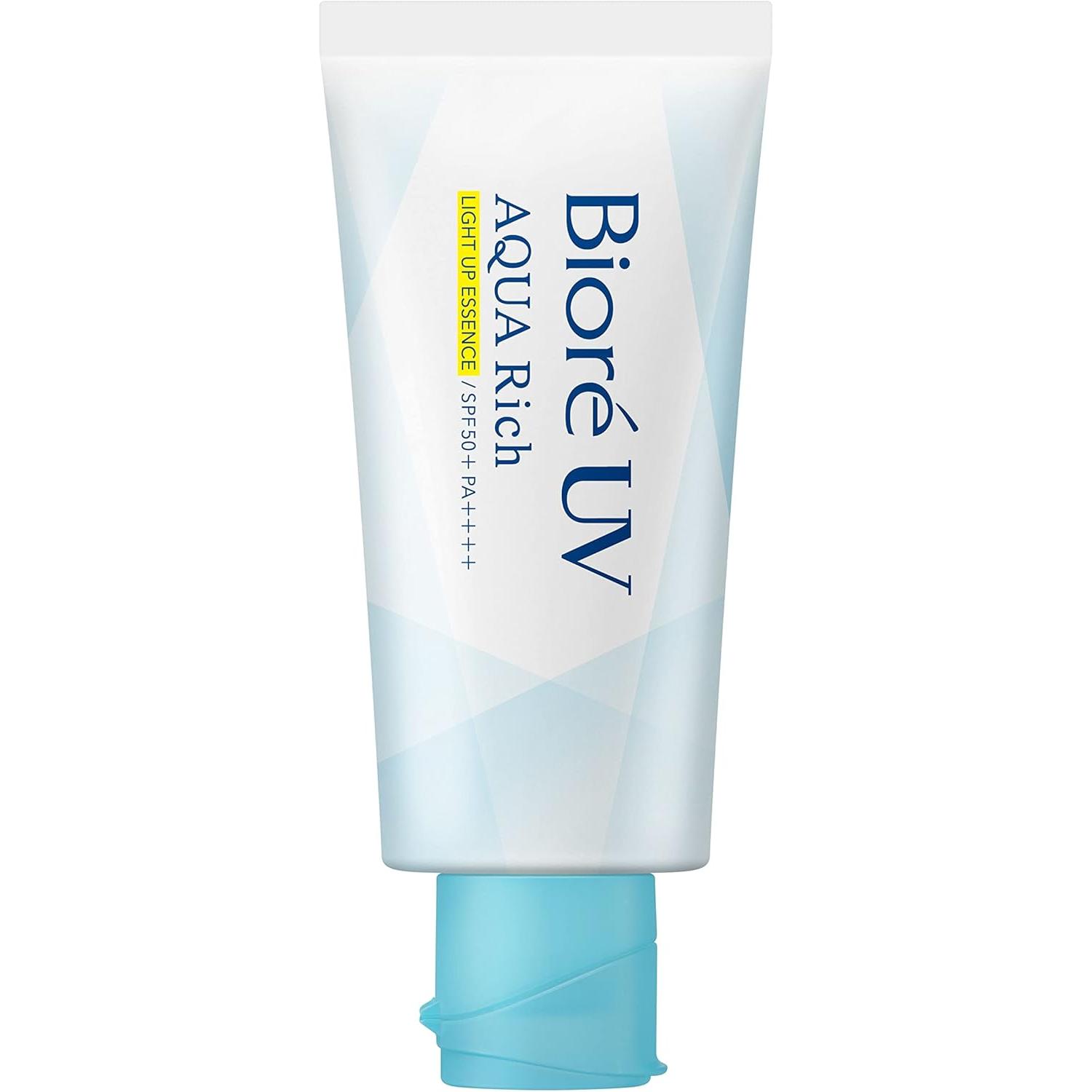 Biore UV Aqua Rich Light Up Essence Sunscreen SPF50+ PA++++ 70g - Watery Lightweight Sunscreen for Face, Brightening & Hydrating - Perfect for Daily Use, Outdoor Activities & Travel