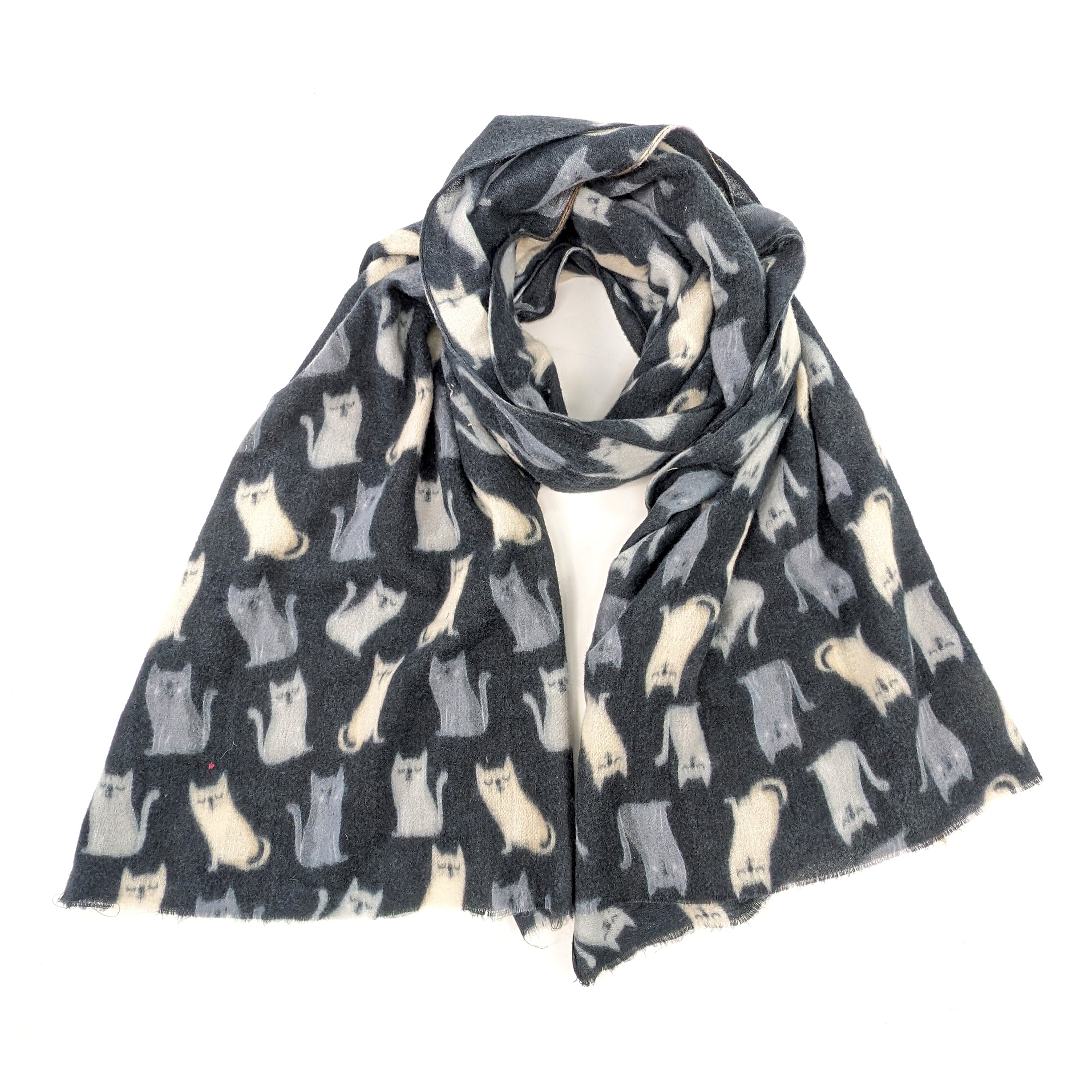 Fluffy Cat Scarf for Women & Men - Soft Winter Fashion Accessory (85x180cm, Black) - Perfect for Cold Weather, Christmas Gifts & Cozy Outfits