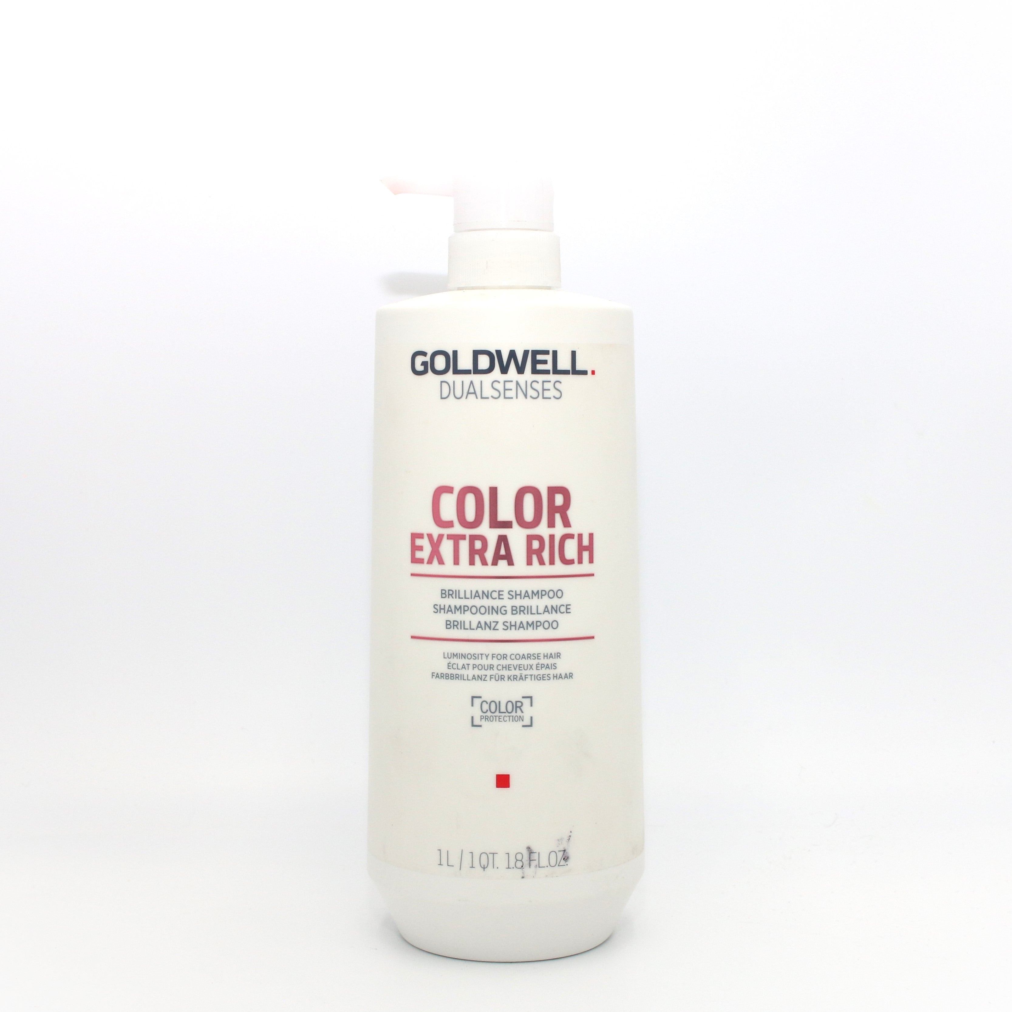 GOLDWELL Dualsenses Color Extra Rich Brilliance Shampoo for Coarse Hair - 1 Liter | Sulfate-Free, Color Protection & Hydration for Dry, Damaged Hair | Salon-Quality Hair Care for Vibrant, Healthy-Looking Color