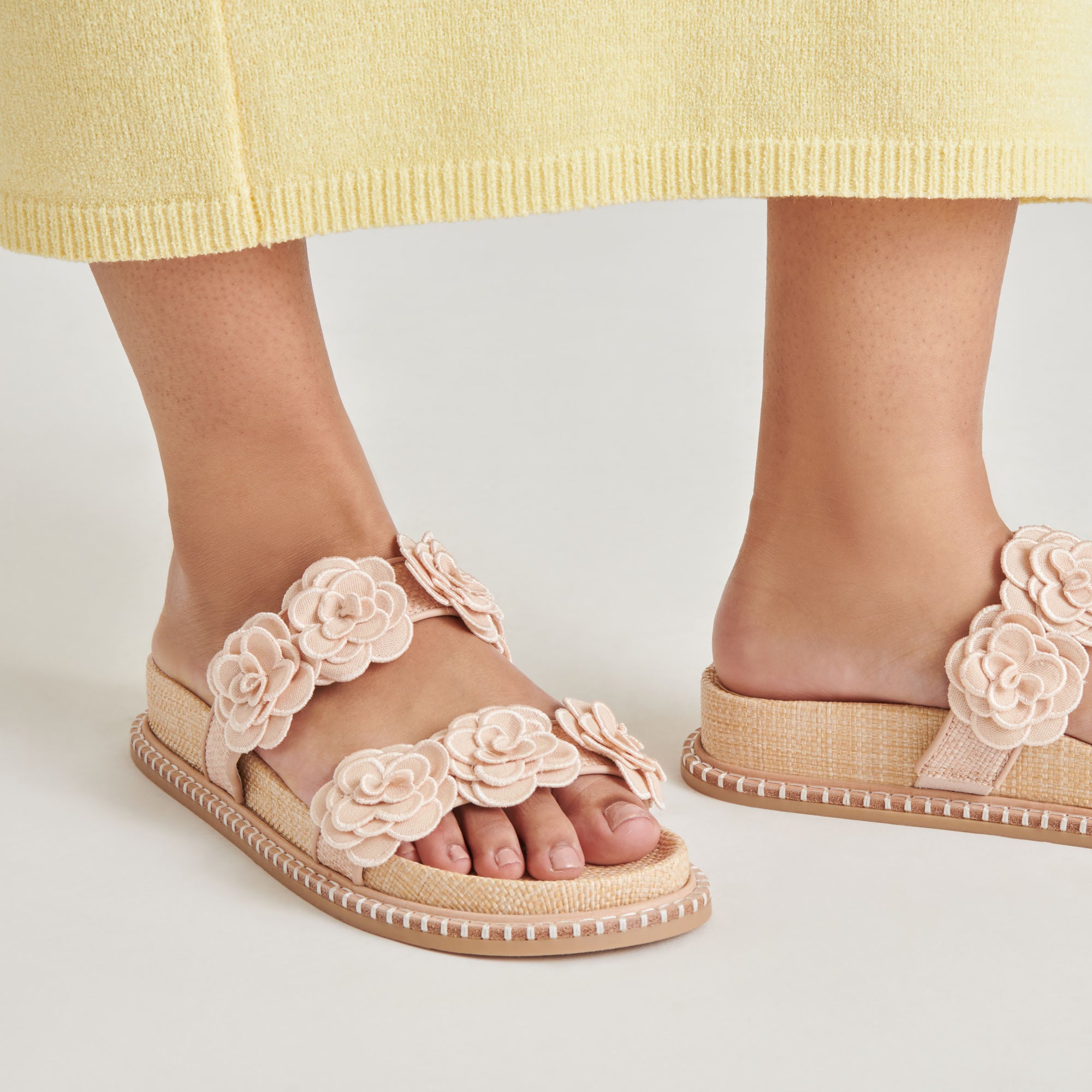 SHERLA Women's Praline Raffia Sandals - Comfortable Beach Slides for Summer, Vacation, and Outdoor Wear
