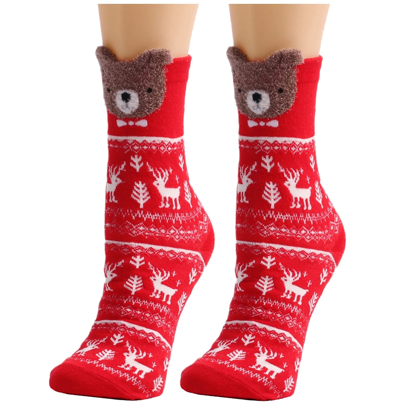 Women's Christmas Socks - Cute Animal Print Cozy Warm Holiday Socks for Winter Gifts, Parties & Family Gatherings