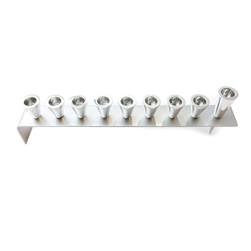 Hanukkah Menorah - 9 Branch Silver Metal Hanukkiyah with Cones Candles Holder - Judaica Holiday Decor for Home, Synagogue & Gift Giving | HMK-1