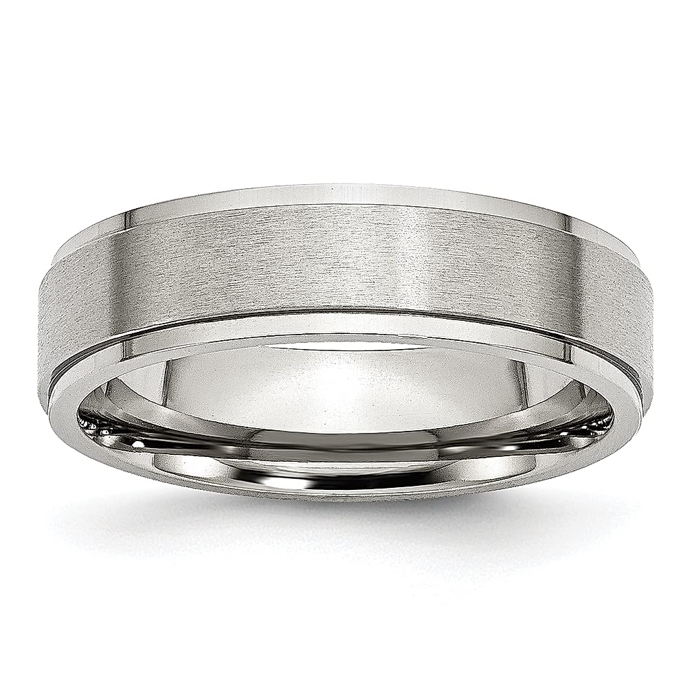ICE CARATS 6mm Stainless Steel Brushed Wedding Ring Band for Women - Classic Flat Ridged Edge Design, Durable & Hypoallergenic Jewelry - Perfect as Anniversary, Engagement, or Valentine's Day Gift (Ideal for Daily Wear, Special Occasions & Couple Rings)