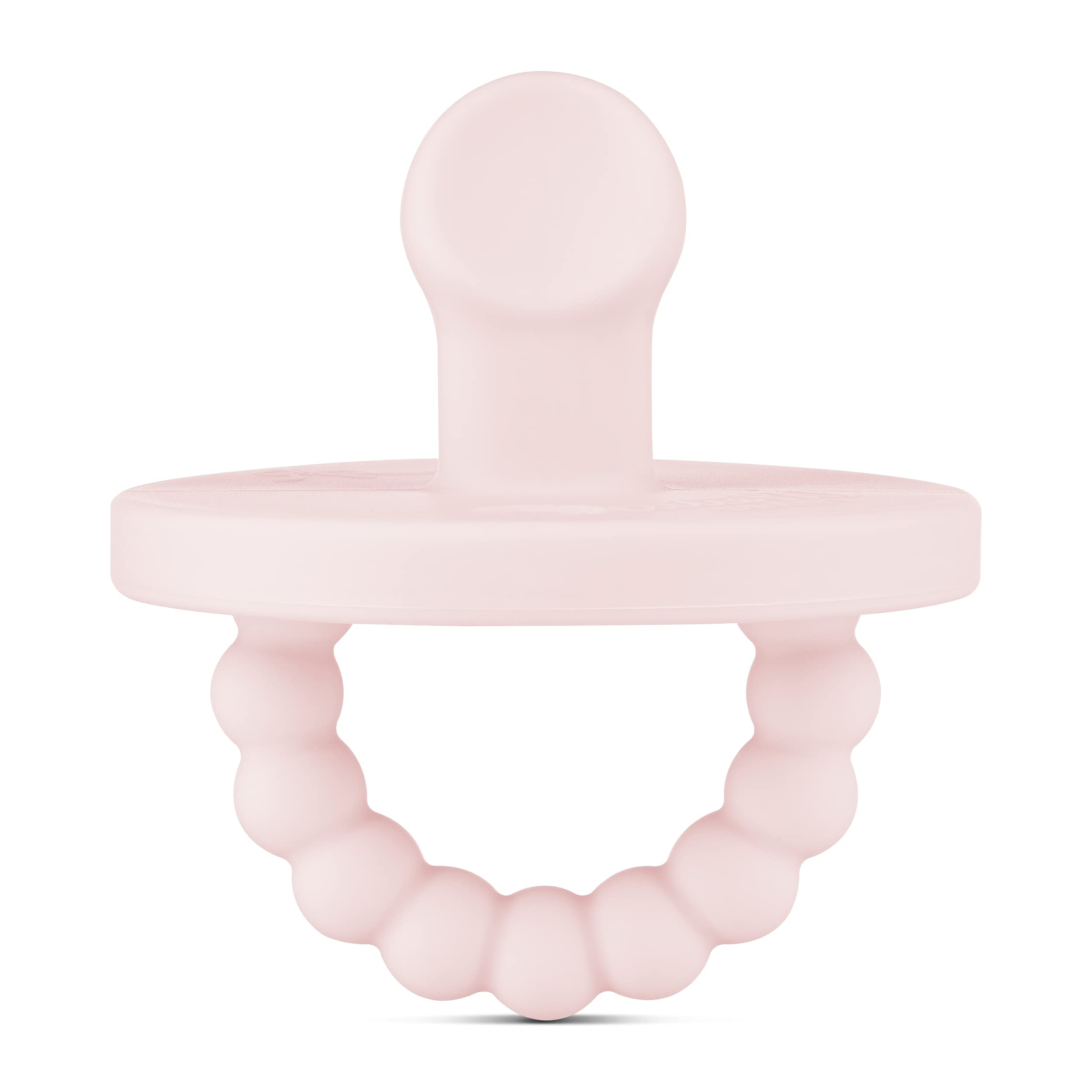 Ryan & Rose Cutie PAT Pacifier Teether - Slant Design, Pink Baby Pacifier & Teething Toy for Newborns & Infants - Perfect for Soothing, Sleep & Teething Relief
