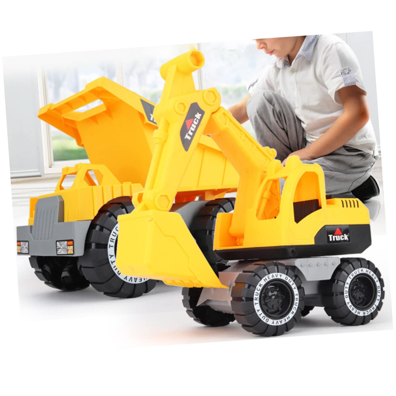 Toyvian 1PC Inertial Car Toy for Kids - Engineering Vehicle Toy Car with Excavator - Fun Educational STEM Toy for Boys & Girls - Perfect for Indoor Play, Birthday Gifts & Learning Activities