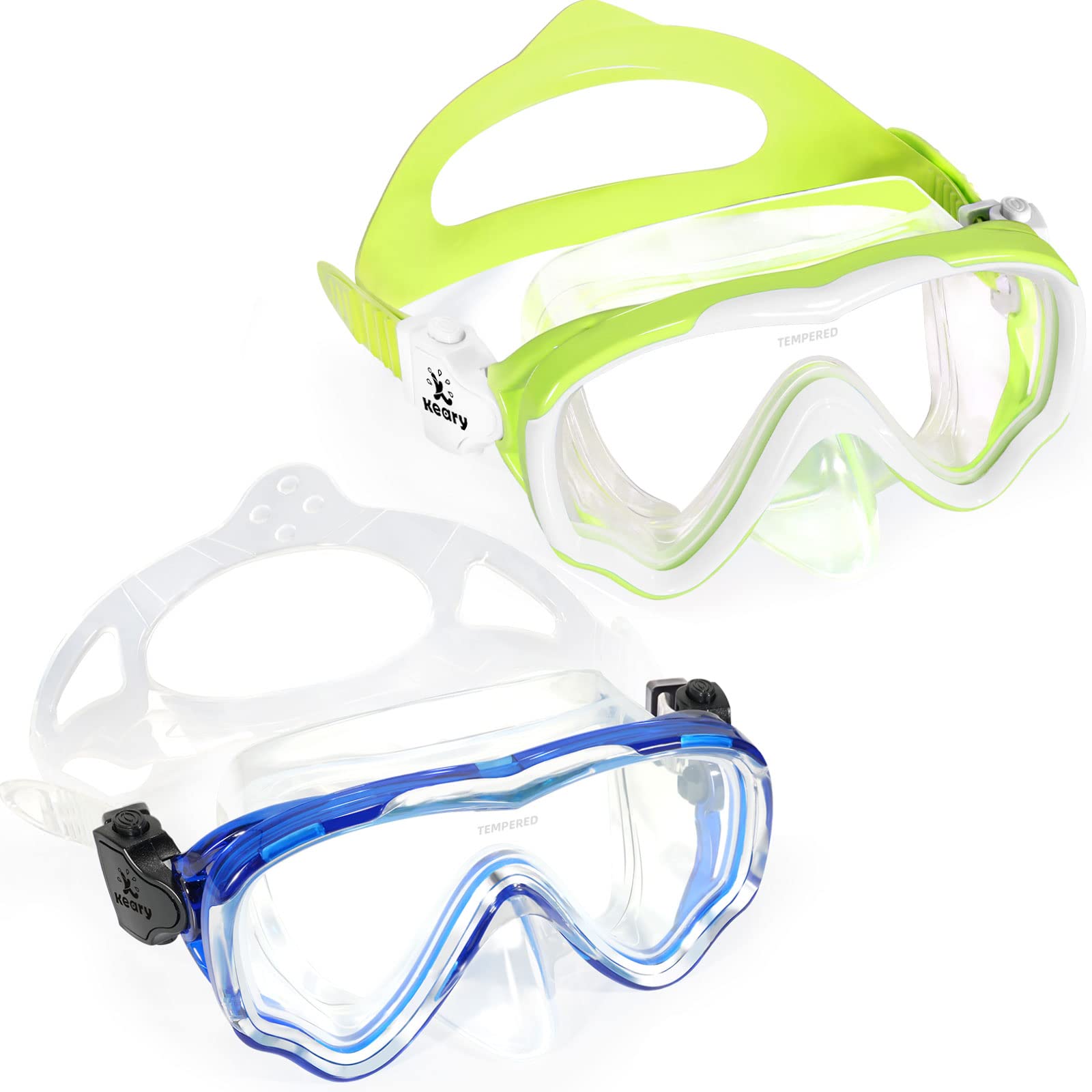Keary Kids Swim Goggles with Nose Cover - Anti-Fog Swimming Mask for Boys & Girls Ages 5-15 - UV Protection Pool & Beach Swim Glasses for Safe Water Play, Snorkeling & Swimming Lessons