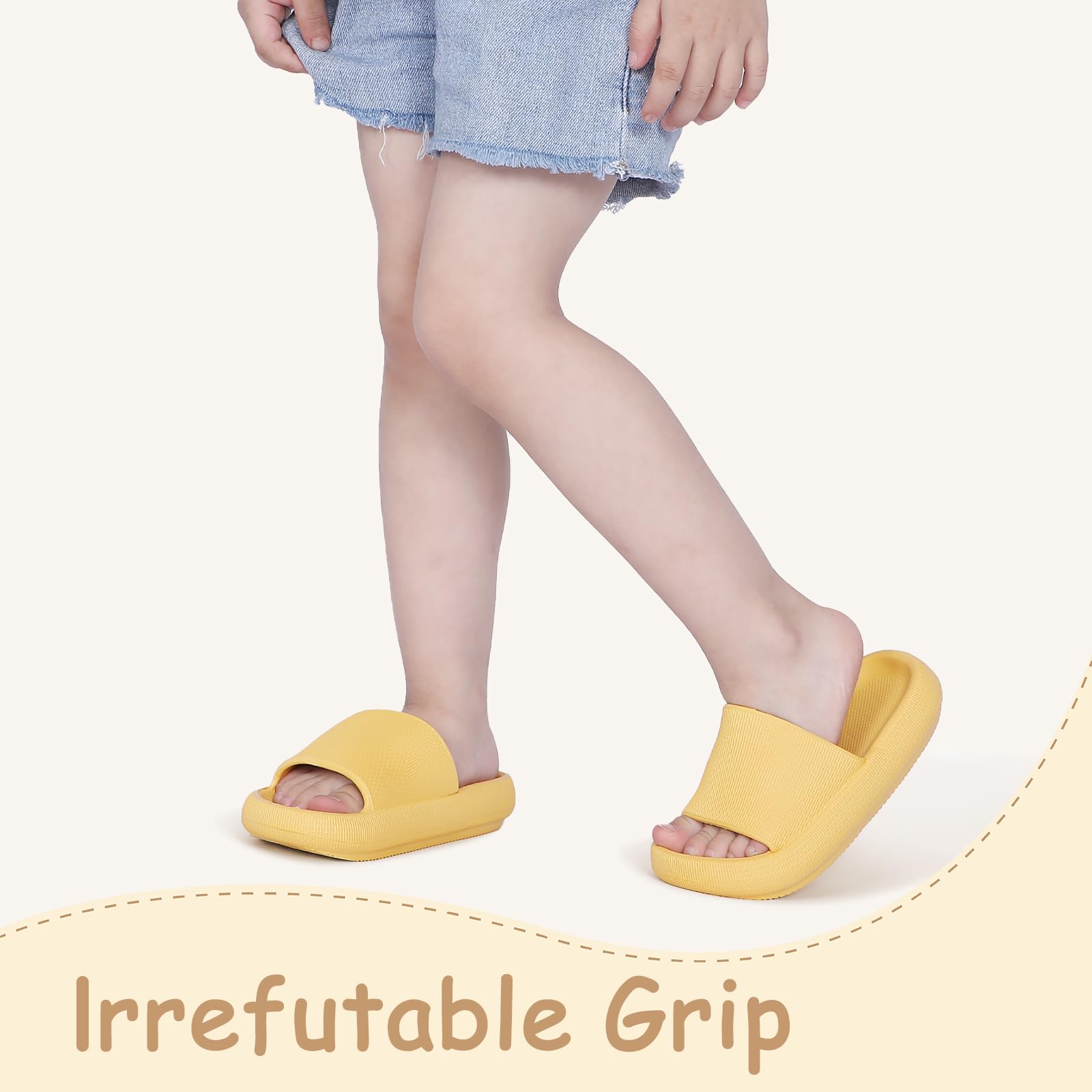 Kids Cloud Slides - Soft Pillow Slippers for Boys & Girls | Non-Slip Shower Sandals with Thick Sole | Perfect for Beach, Pool, Bathroom & Summer Activities