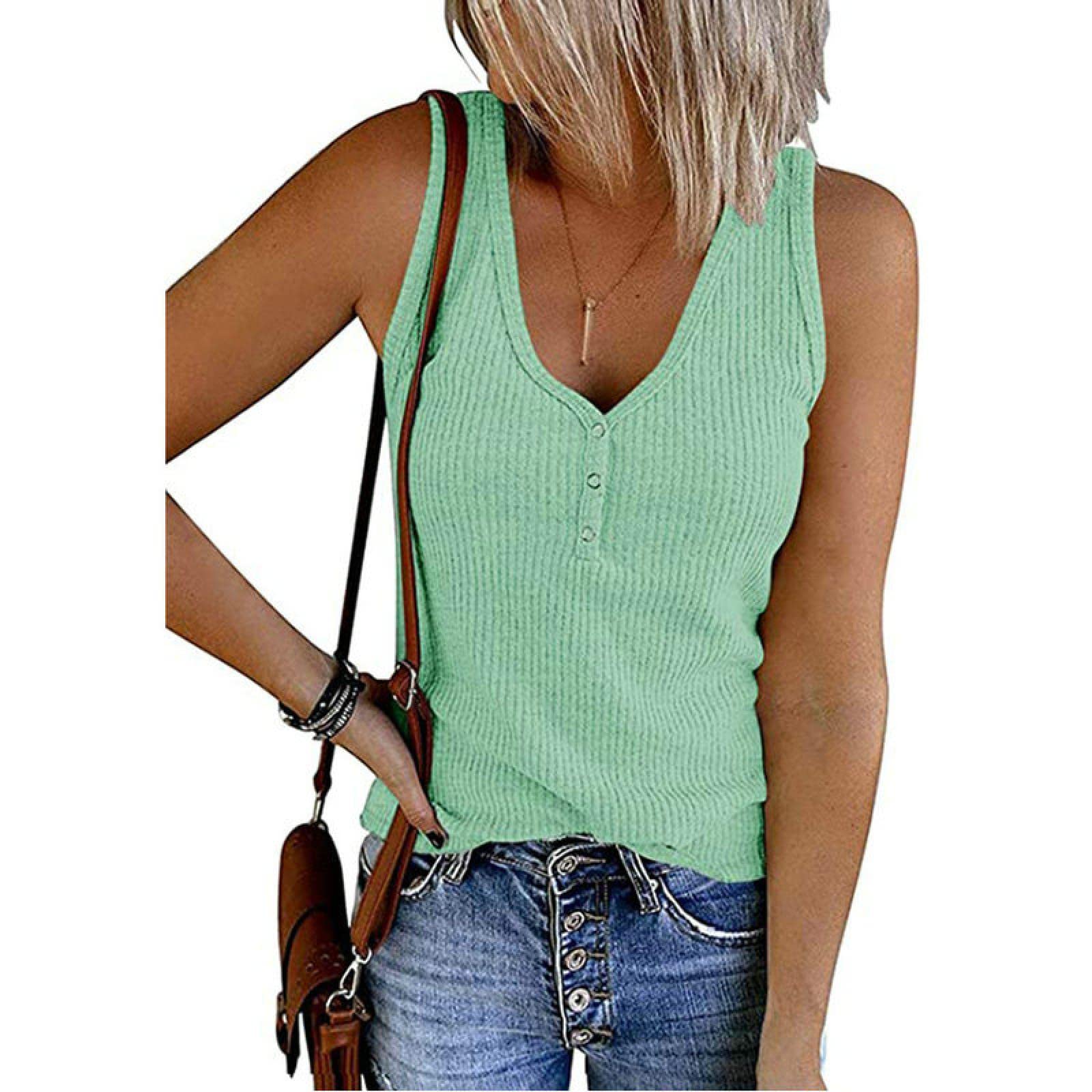 Sexy V-Neck Tank Tops for Women - TANG XT2014 Summer Knit Sleeveless Vest, Fitness & Casual Wear, Size 8 | Perfect for Yoga, Gym Workouts and Beach Outfits