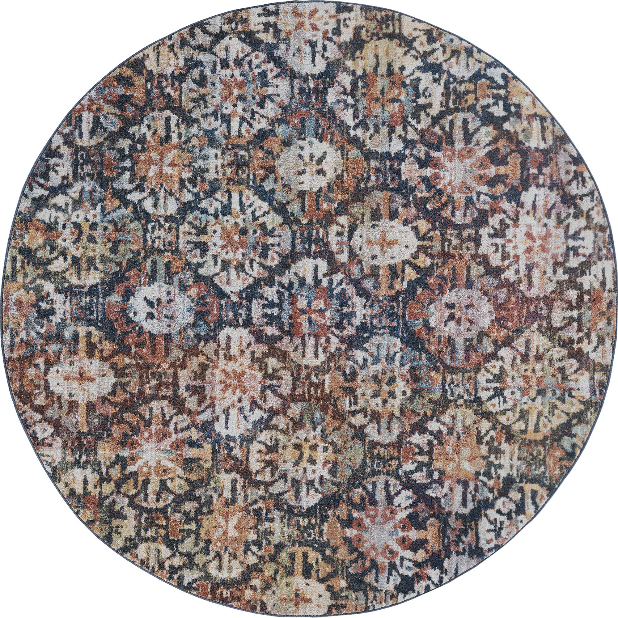 Tayse Priscilla Cream 6-Foot Round Floral Area Rug - Soft Transitional Design for Living Room, Bedroom, Dining Room - Perfect for Boho Chic Decor & Cozy Home Accents