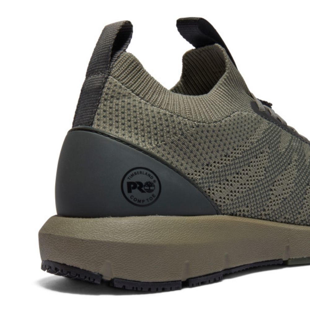 Timberland PRO Radius Knit TB0A2NKK357 Men's Athletic Composite Toe Work Shoes - Green | Lightweight & Durable Safety Footwear for Construction, Warehouse & Outdoor Work