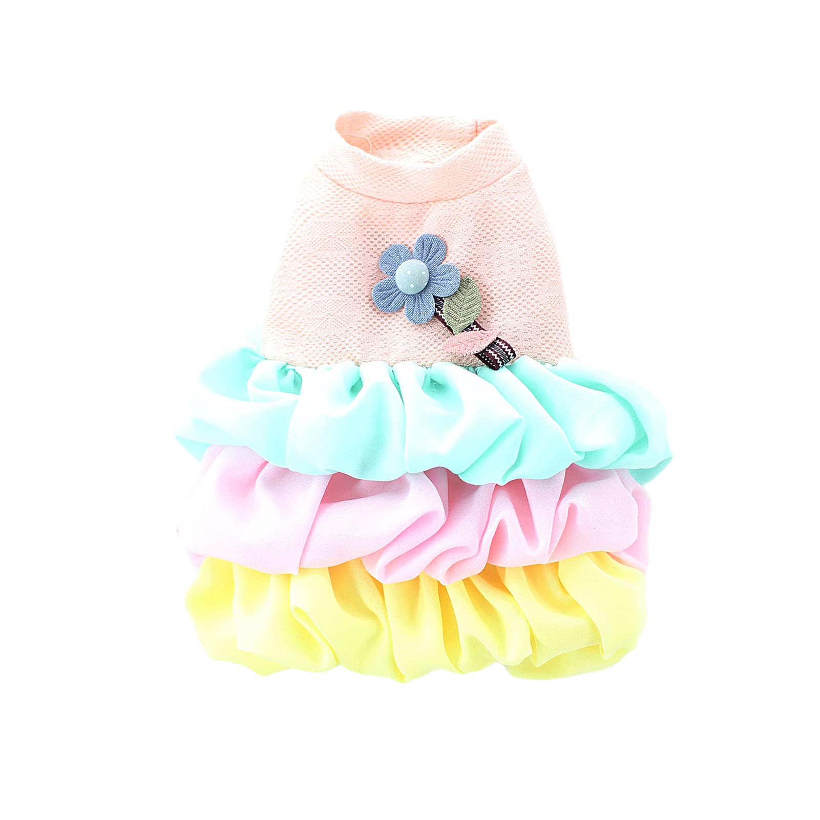 Heart Speaker Soft Skin-Friendly Pet Dog Dress with Flower Decoration - Pink Summer Outdoor Dog Clothes for Walking, Parties & Photo Shoots
