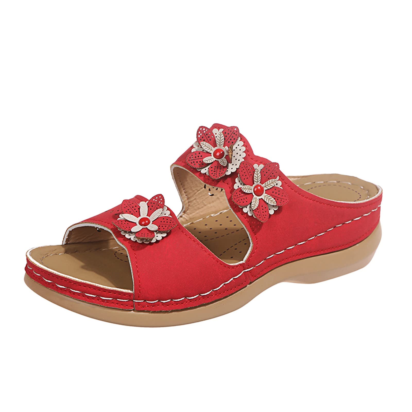 Women's Black Roman Hollow Wedge Sandals - 6.5 | Beach Flower Platform Sandals for Ladies | Perfect for Summer Vacations, Pool Parties & Casual Outings