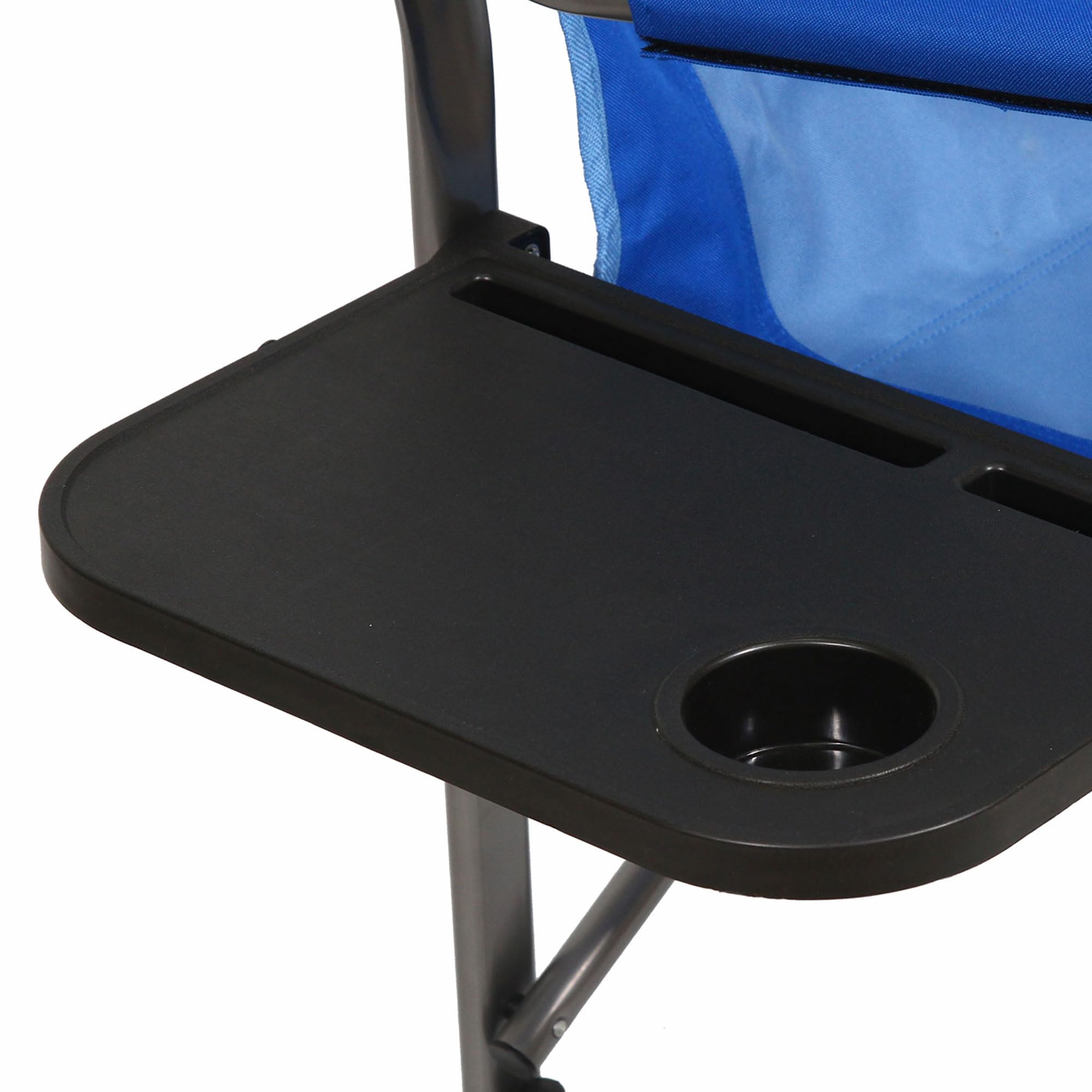 Kamp-Rite Director Portable Lounge Arm Chair - Lightweight Folding Outdoor Furniture with Side Table & Cup Holder - Perfect for Camping, Beach, Picnics & Sports Events (2 Pack, Blue)