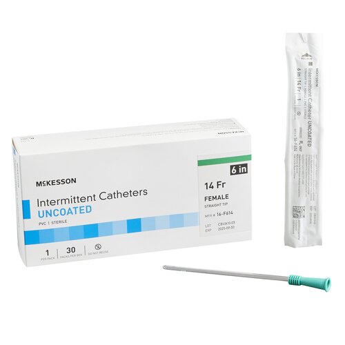 McKesson Straight Tip Uncoated PVC Urethral Catheter - 6 Inch, Various Sizes - Ideal for Medical Procedures & Home Healthcare Use