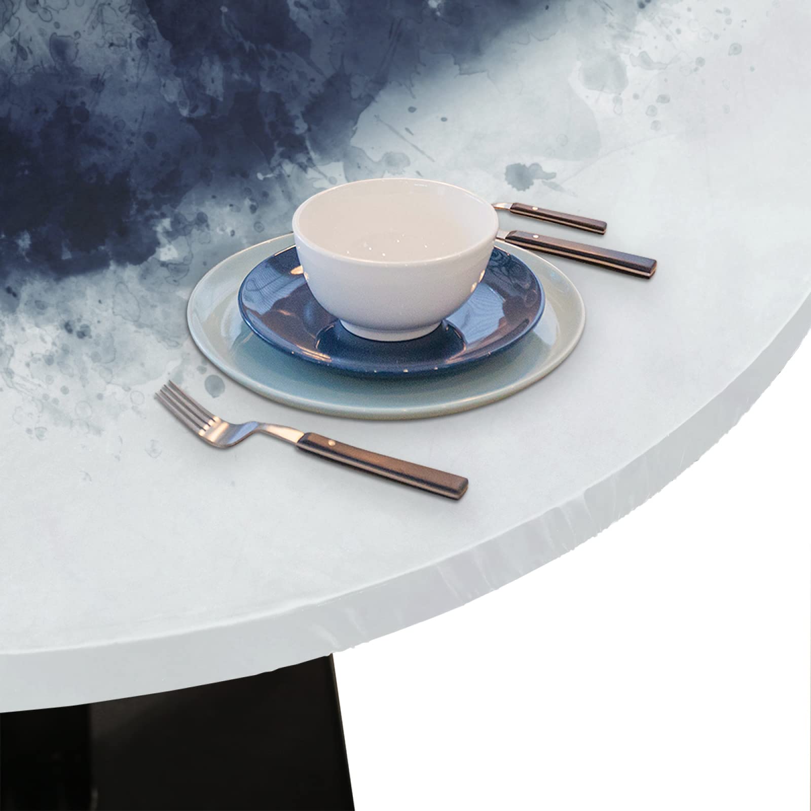 Abstract Mountain Range Waterproof Vinyl Tablecloth - Elastic Edged Fitted Cover for 45