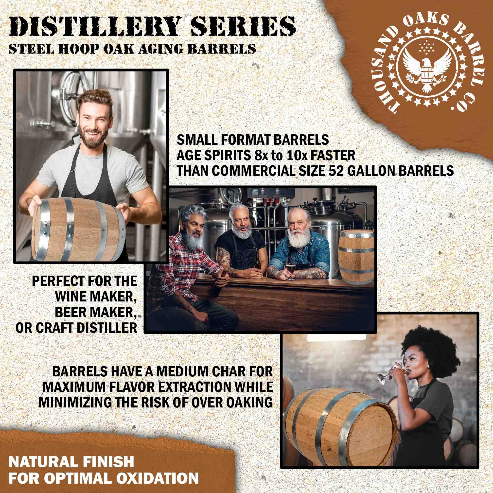 2.5 Gallon Oak Whiskey Aging Barrel with Wood Stand - Unvarnished Charred Oak Barrel for Bourbon, Wine & Spirits | Home Brewing, Distilling & Winemaking | Perfect for Small Batch Aging, DIY Craft Spirits & Home Bar Decor (10 Liter)