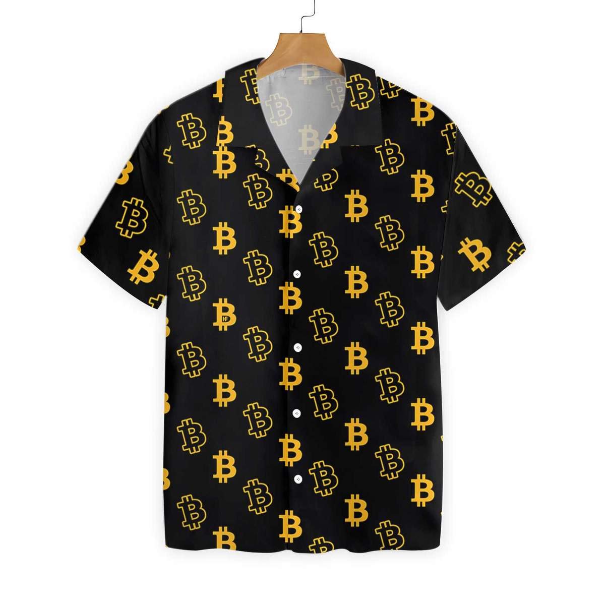 HYPERFAVOR Bitcoin T-Shirts for Men - Casual Short Sleeve Crypto Shirt - Bitcoin Hawaiian Shirts Gift Set for Bitcoin Lovers - Perfect for Crypto Conferences, Beach Parties & Casual Wear