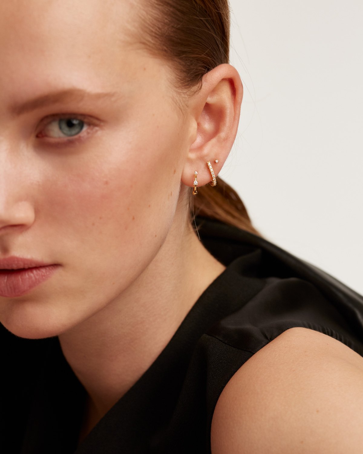 GRID L'Oiseau 14K Gold Plated Earrings Set for Women - Elegant Hoop & Stud Earrings for Everyday Wear, Gift Giving & Special Occasions