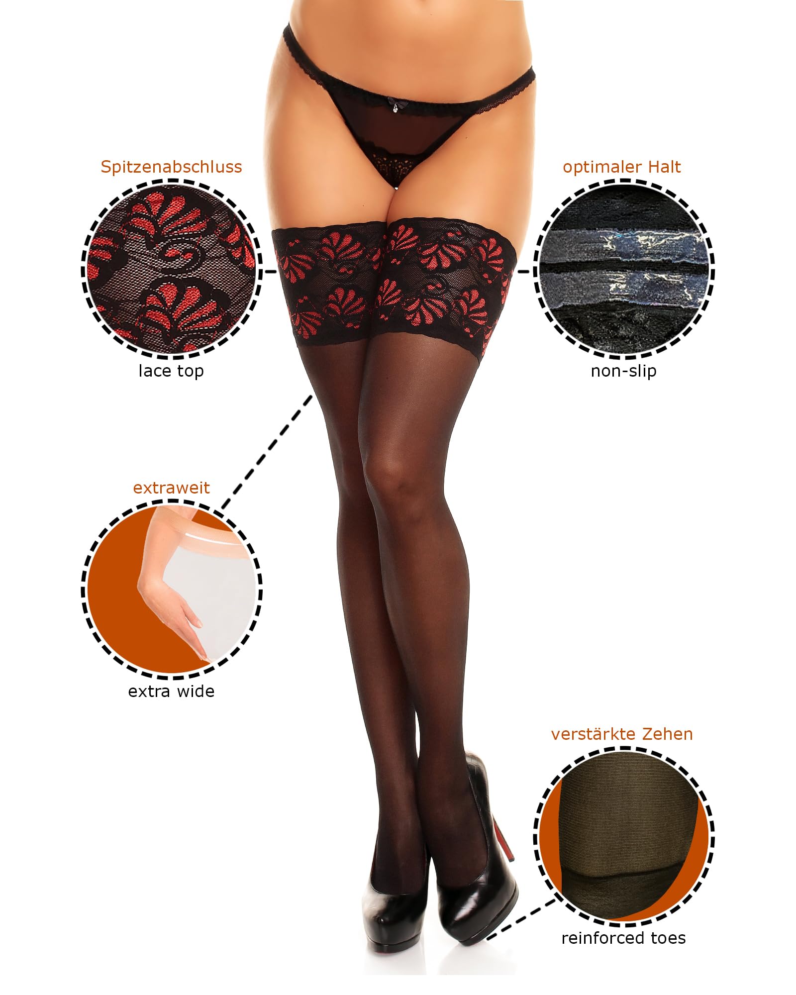 GLAMORY Deluxe 20-Piece Strapless Stockings Set - Sexy Lingerie Accessories for Bridal, Cosplay & Special Occasions