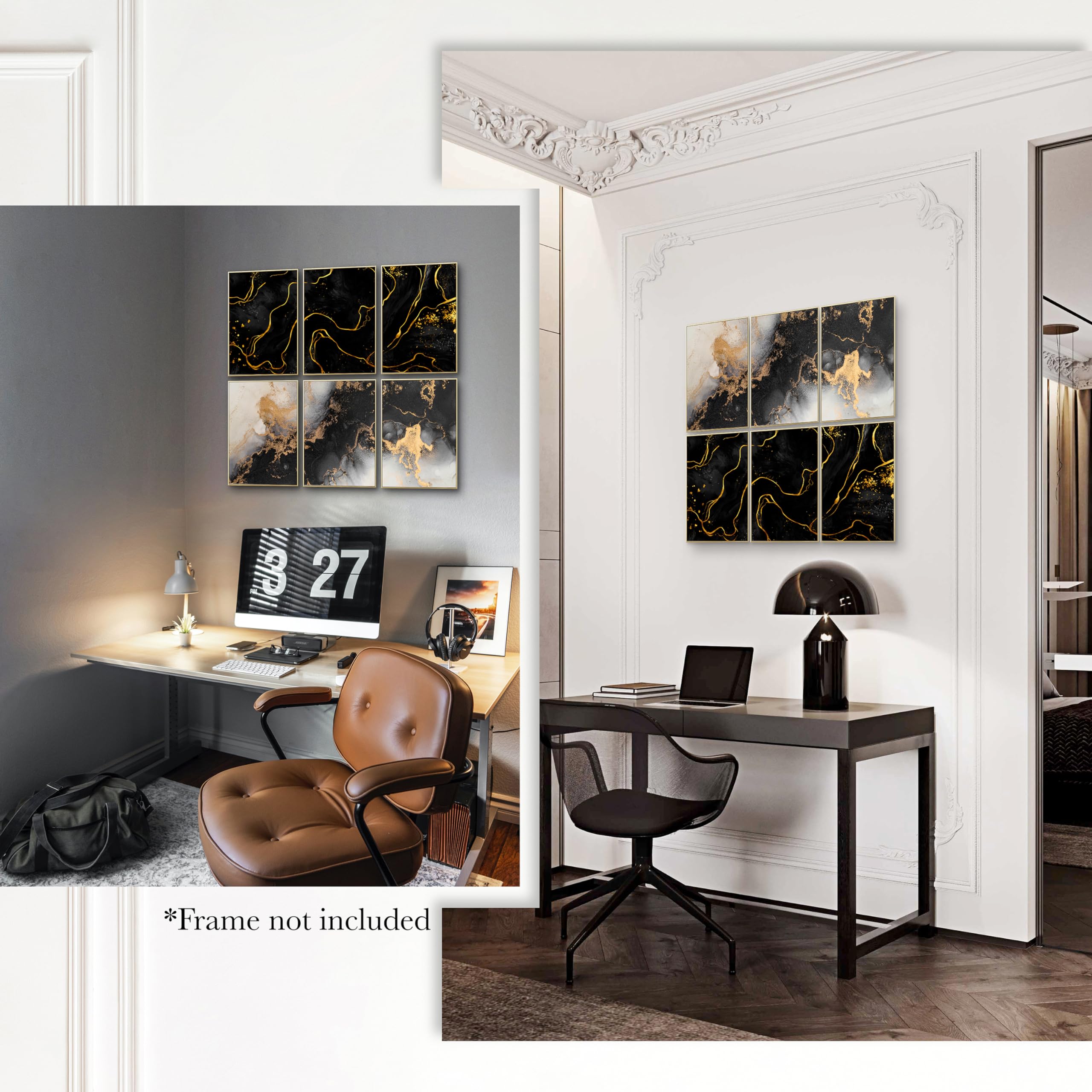 97 Gold and Black Abstract Marble Wall Art - Modern Black & Gold Wall Decor for Living Room & Bedroom - 8x10 Inch Unframed Canvas Print - Perfect for Home, Office, and Gift Giving