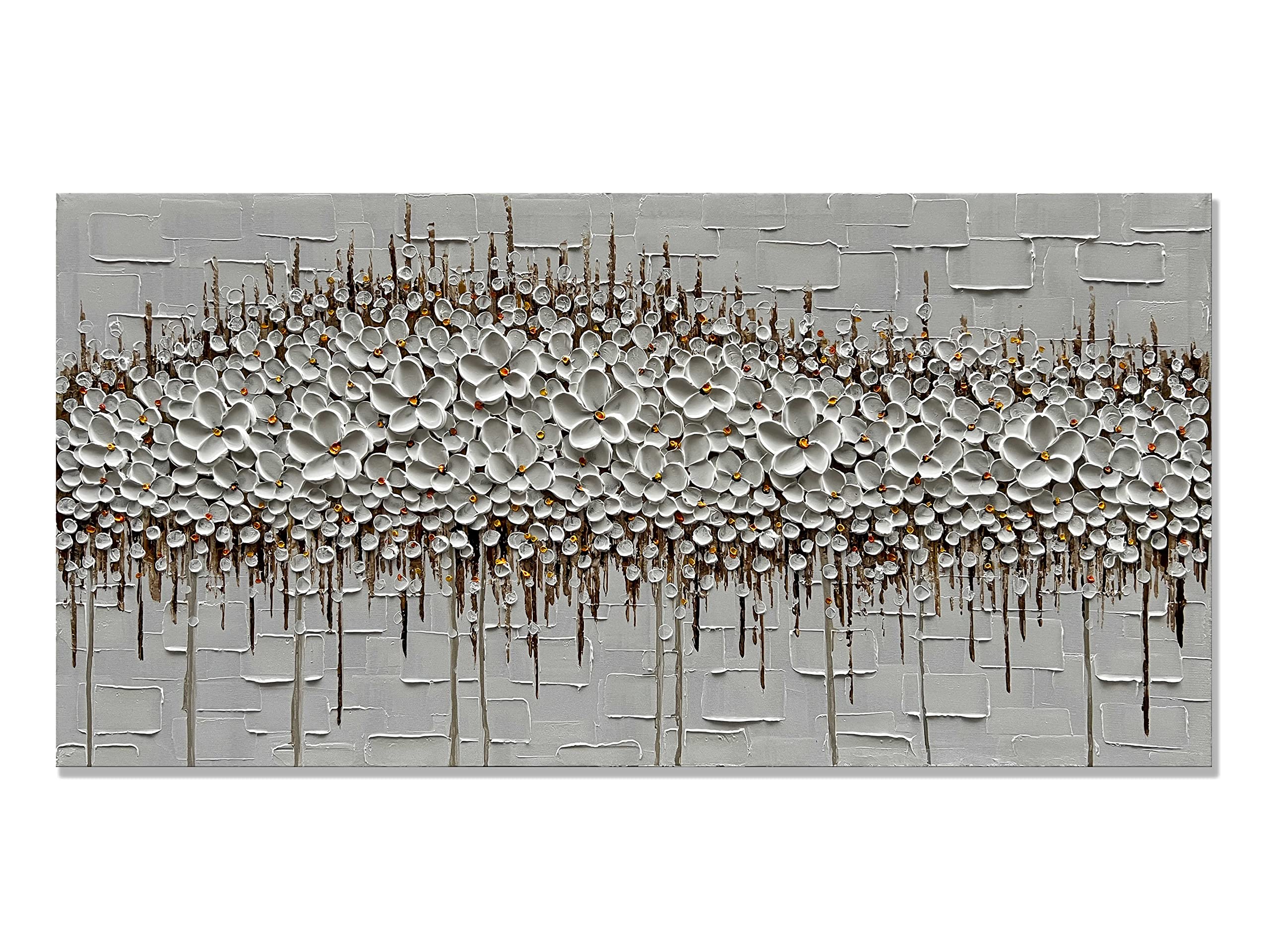Zoinart 3D Modern Oil Painting on Canvas - Hand Painted Abstract Textured Floral Artwork - Large Framed Wall Art for Living Room, Bedroom & Office Decor - Ready to Hang Home Decoration