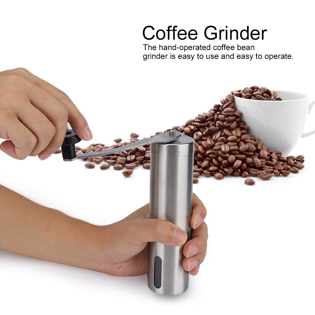 Jerliflyer Manual Coffee Grinder - 304 Stainless Steel Portable Hand Crank Coffee Mill for Espresso, French Press & Pour Over - Perfect for Home, Office & Travel Coffee Brewing
