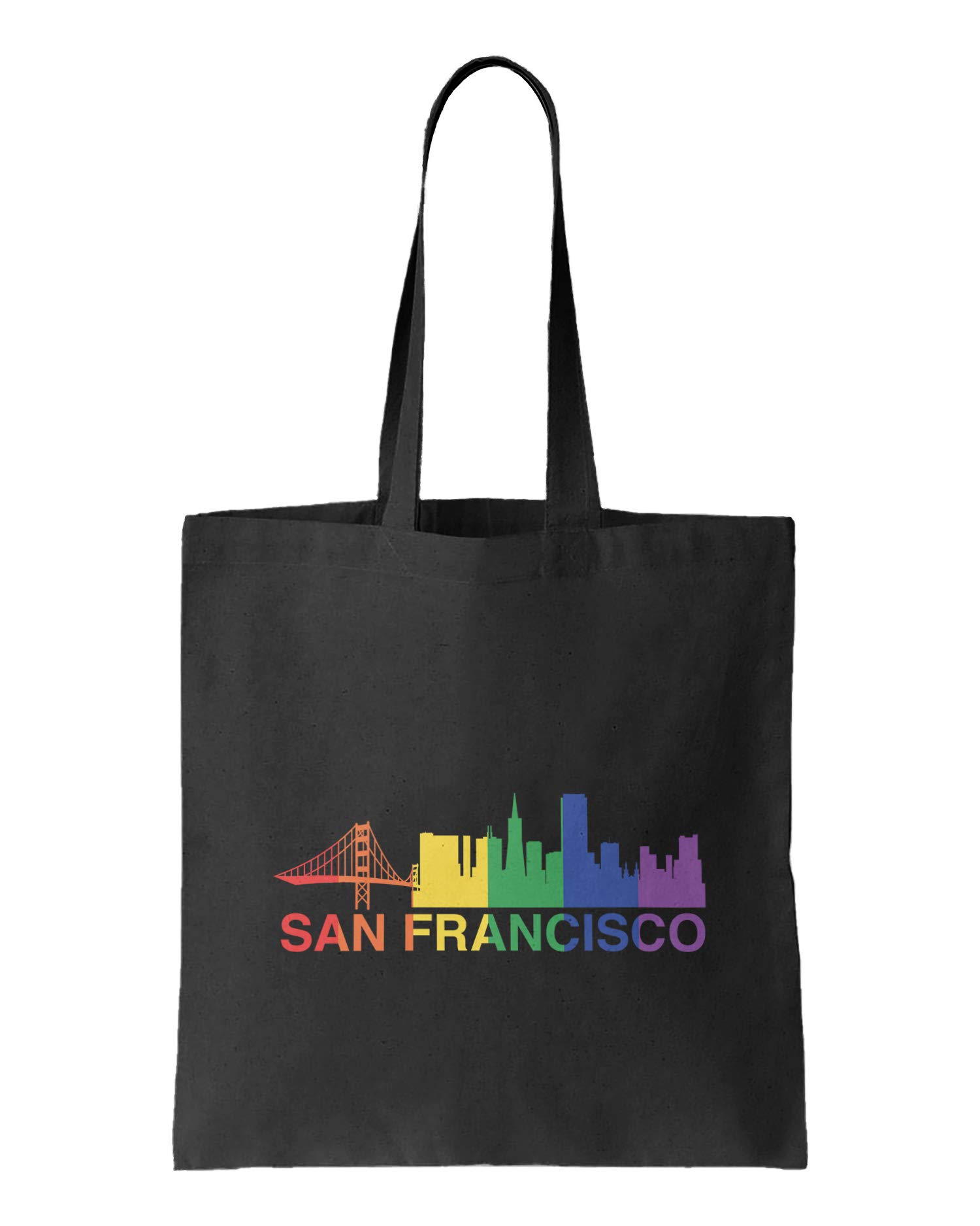 San Francisco Gay Pride Parade LGBT Reusable Grocery Tote Bag - Eco-Friendly Shopping Bag for LGBTQ+ Events, Groceries & Daily Use (Black)