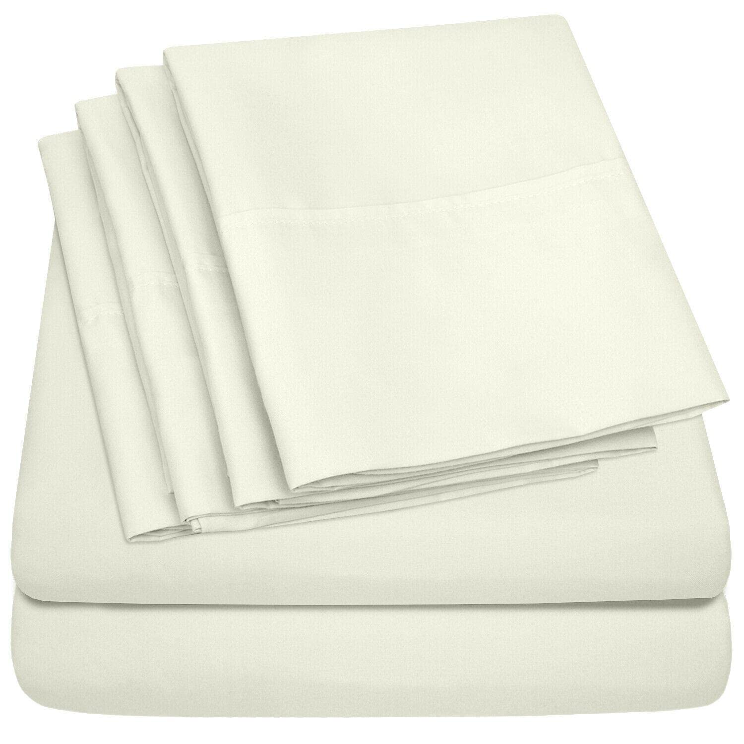 1500 Thread Count Deep Pocket Microfiber 4-Piece Sheet Set - Ivory, Twin XL/Queen/King Size - Ultra Soft Bedding for All Seasons | Perfect for Guest Rooms, Dorms & Master Bedrooms